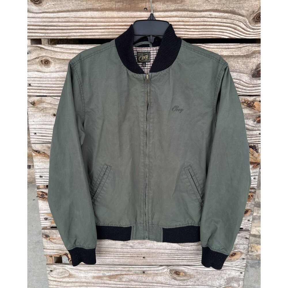 Obey Green wax bomber jacket sharp size S‎ Grunge - Distressed